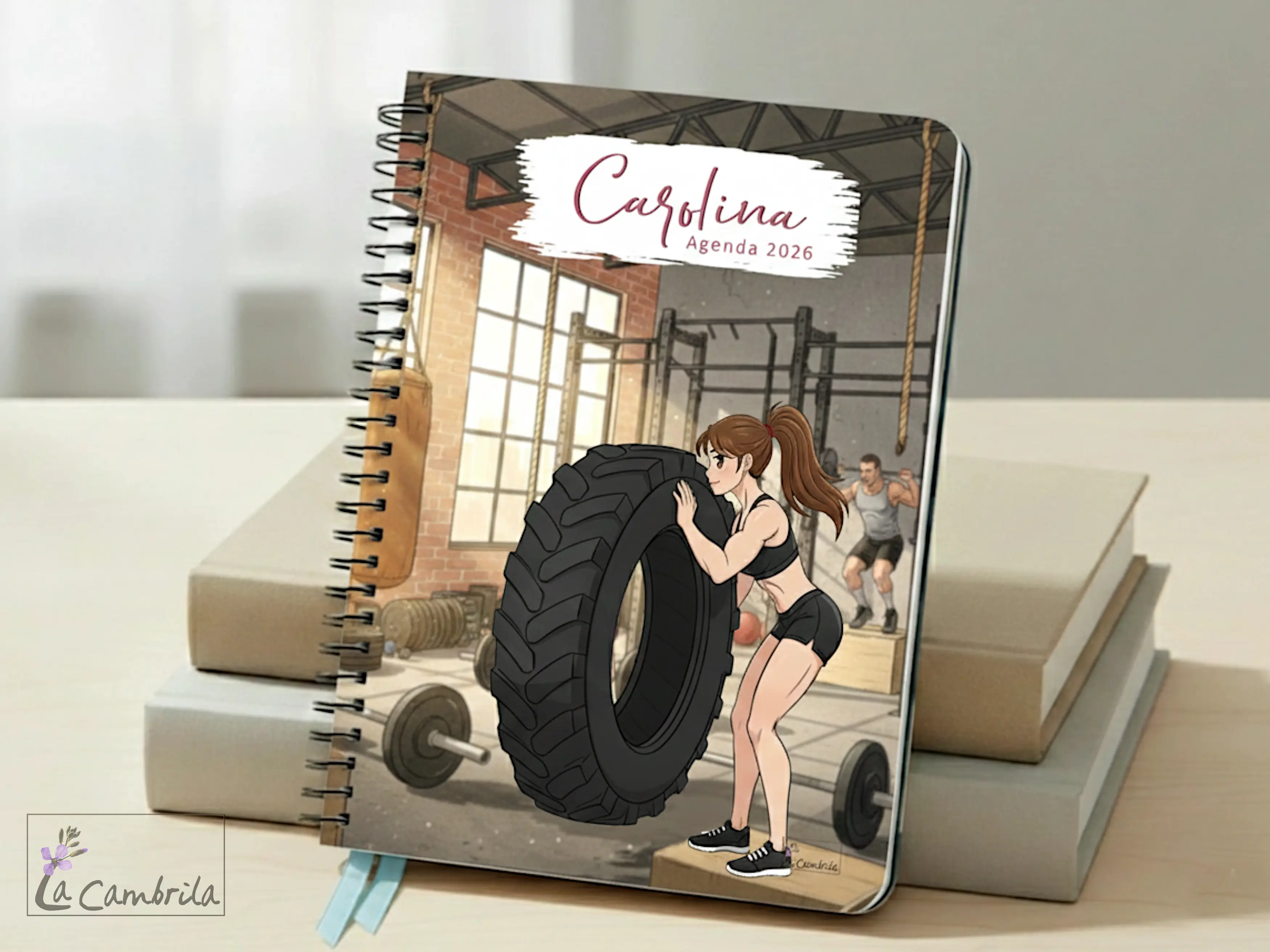 Crossfit. chica elevando gran rueda.