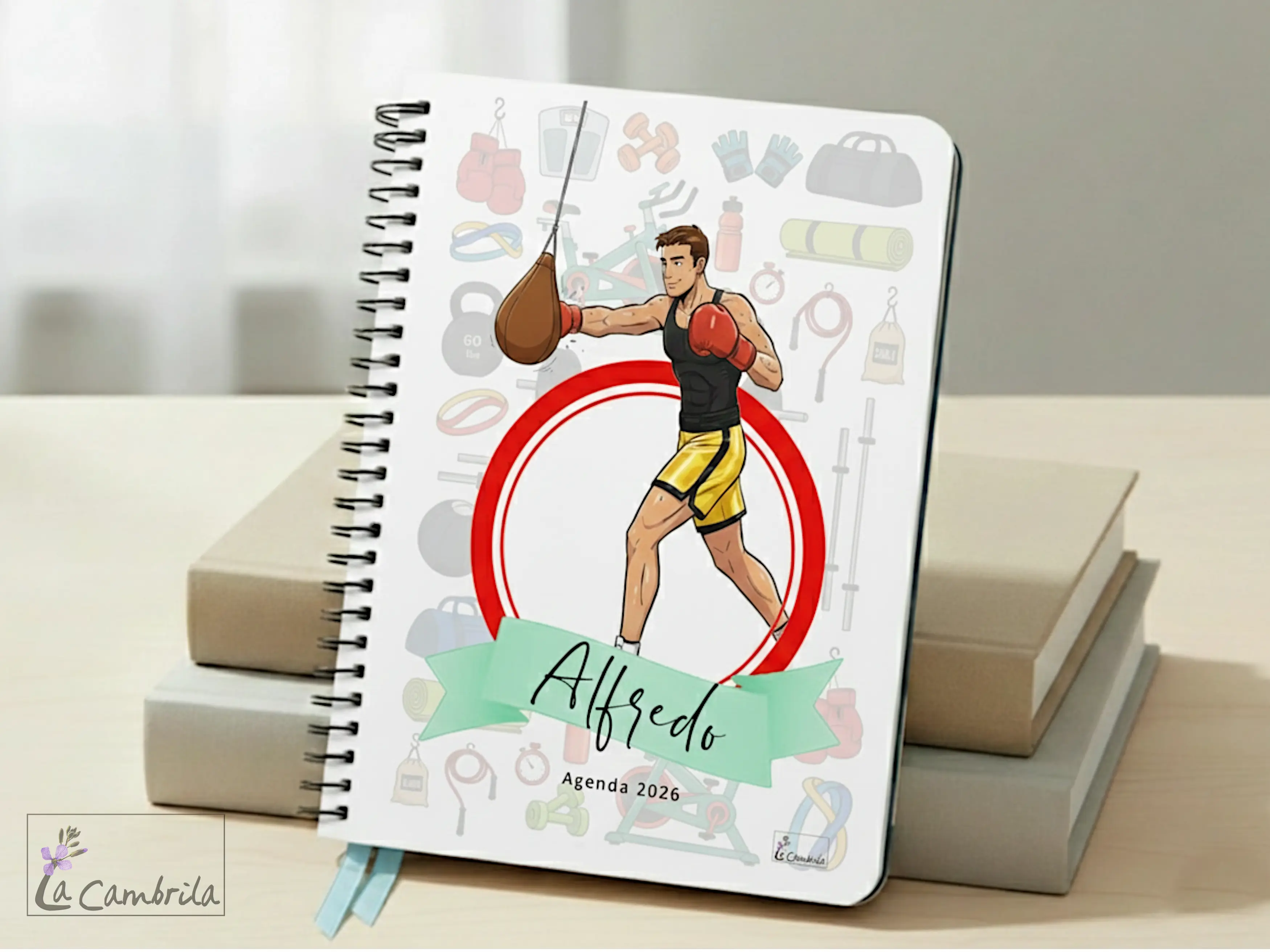 Agenda o libreta personalizadas. Deportes. Chico. Puching Ball.