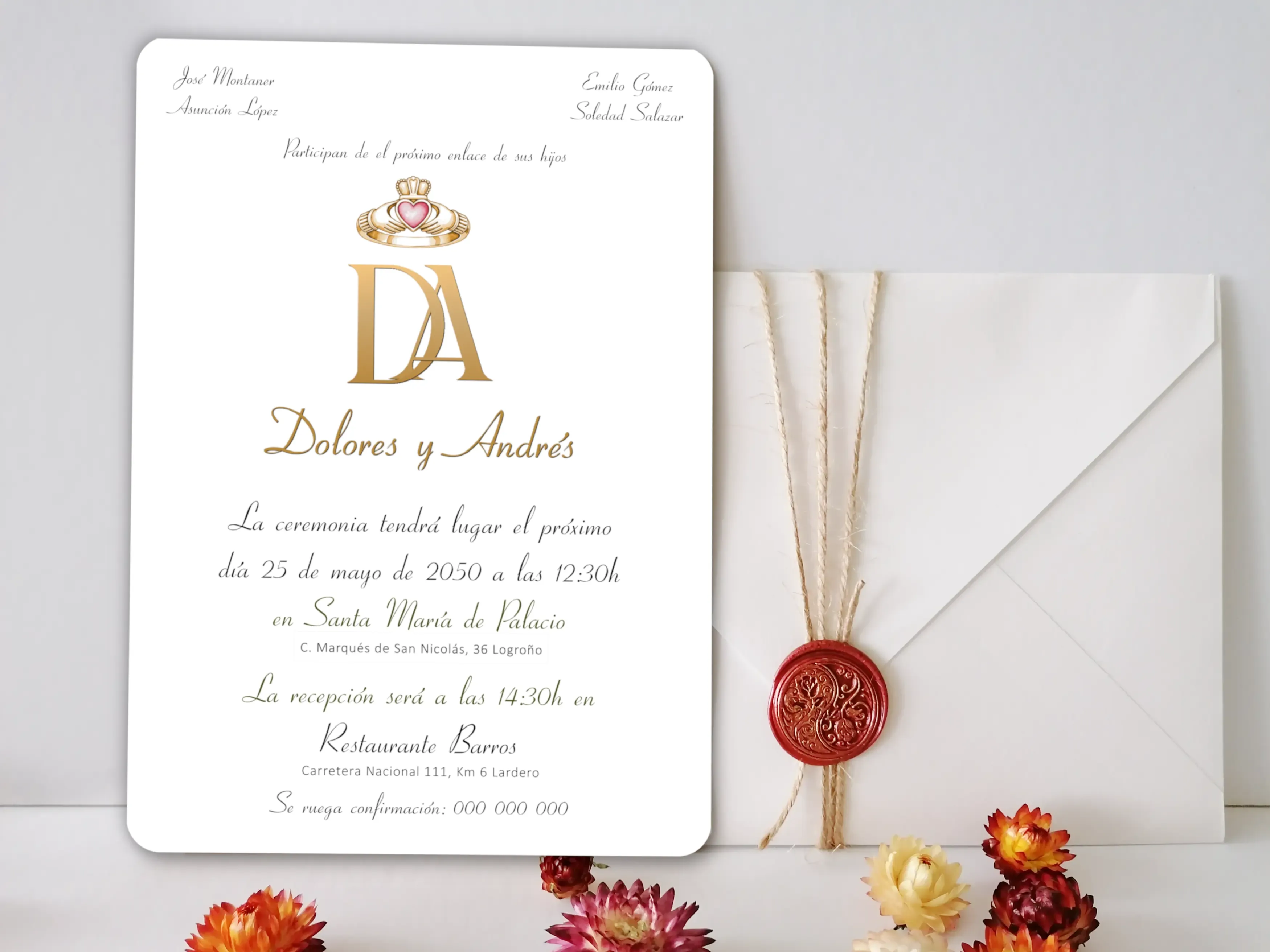 Invitación de boda inspirada en el anillo de Claddagh 2