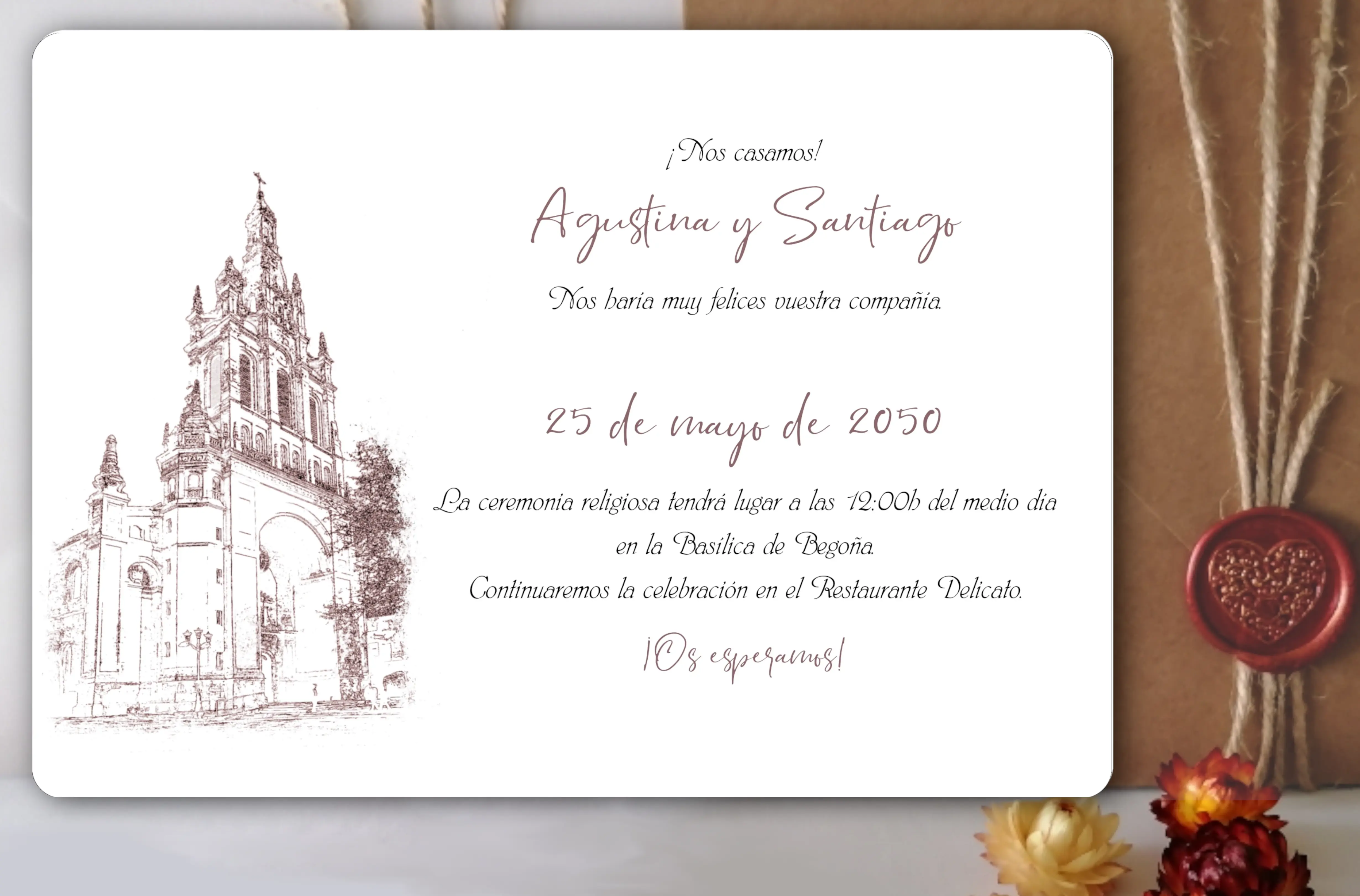Invitación de boda Basílica de Begoña