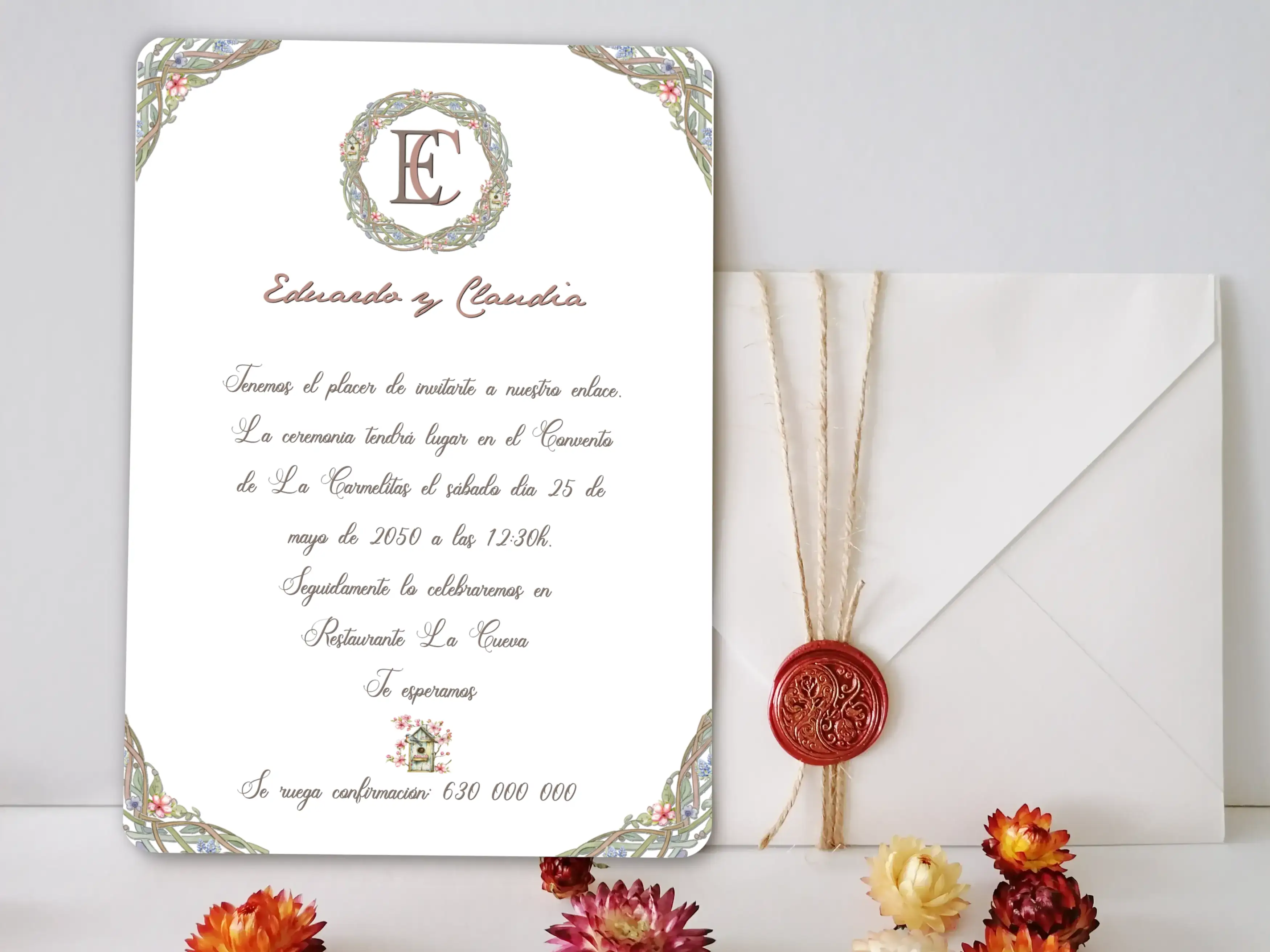 Invitación de boda Casita de pájaros