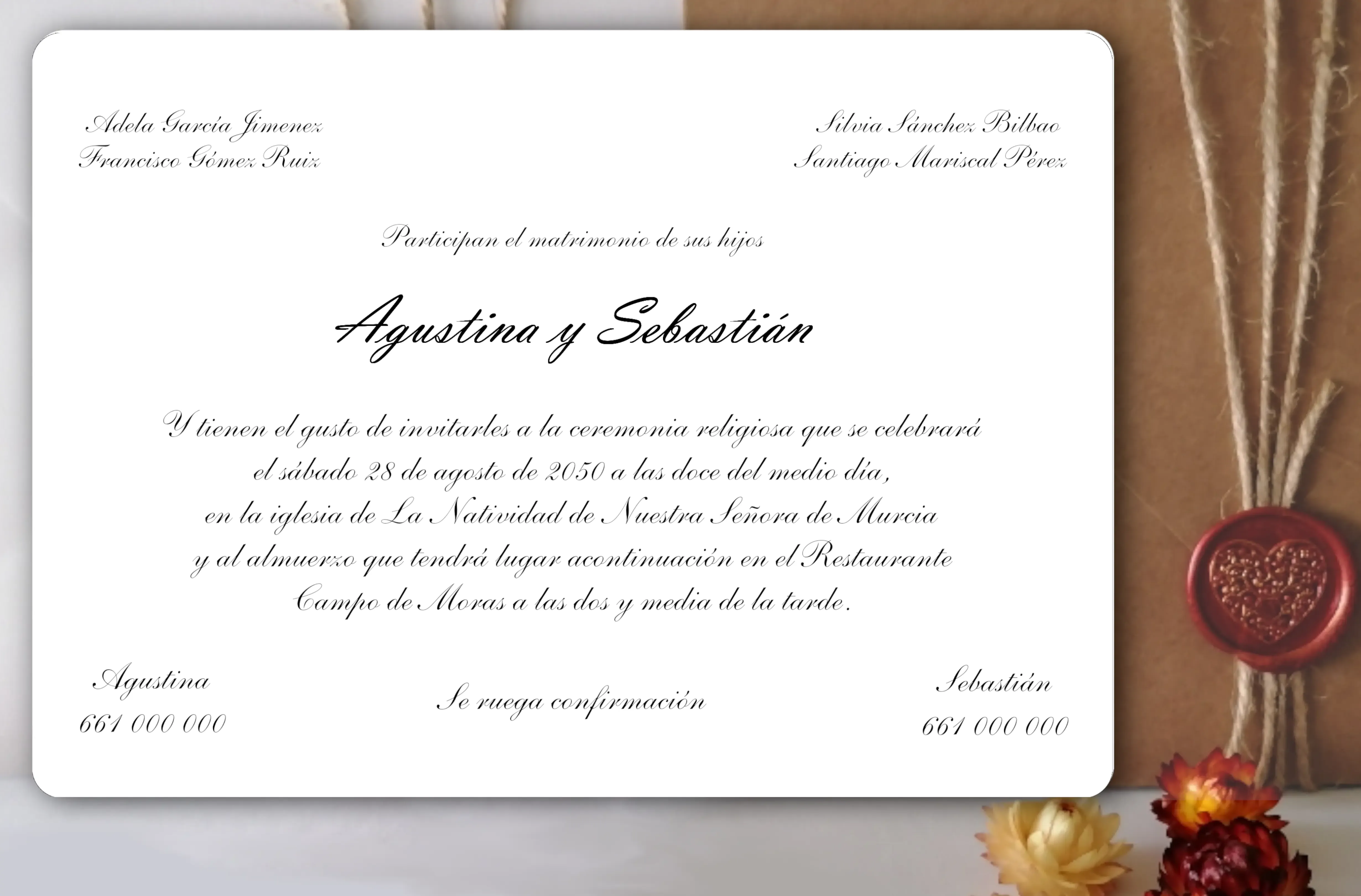 Invitación de boda clásica