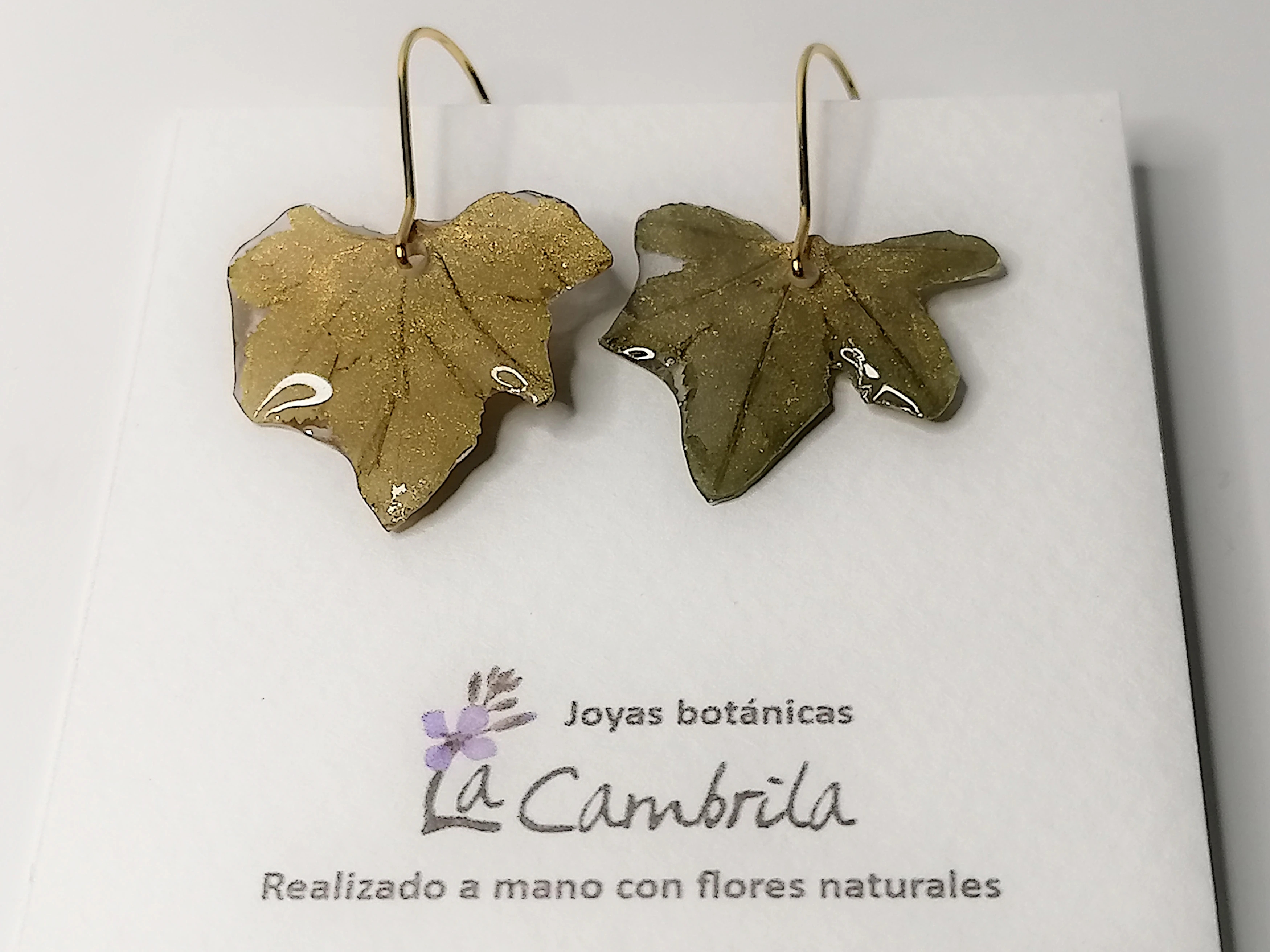 Pendientes de hojas de Malva natural
