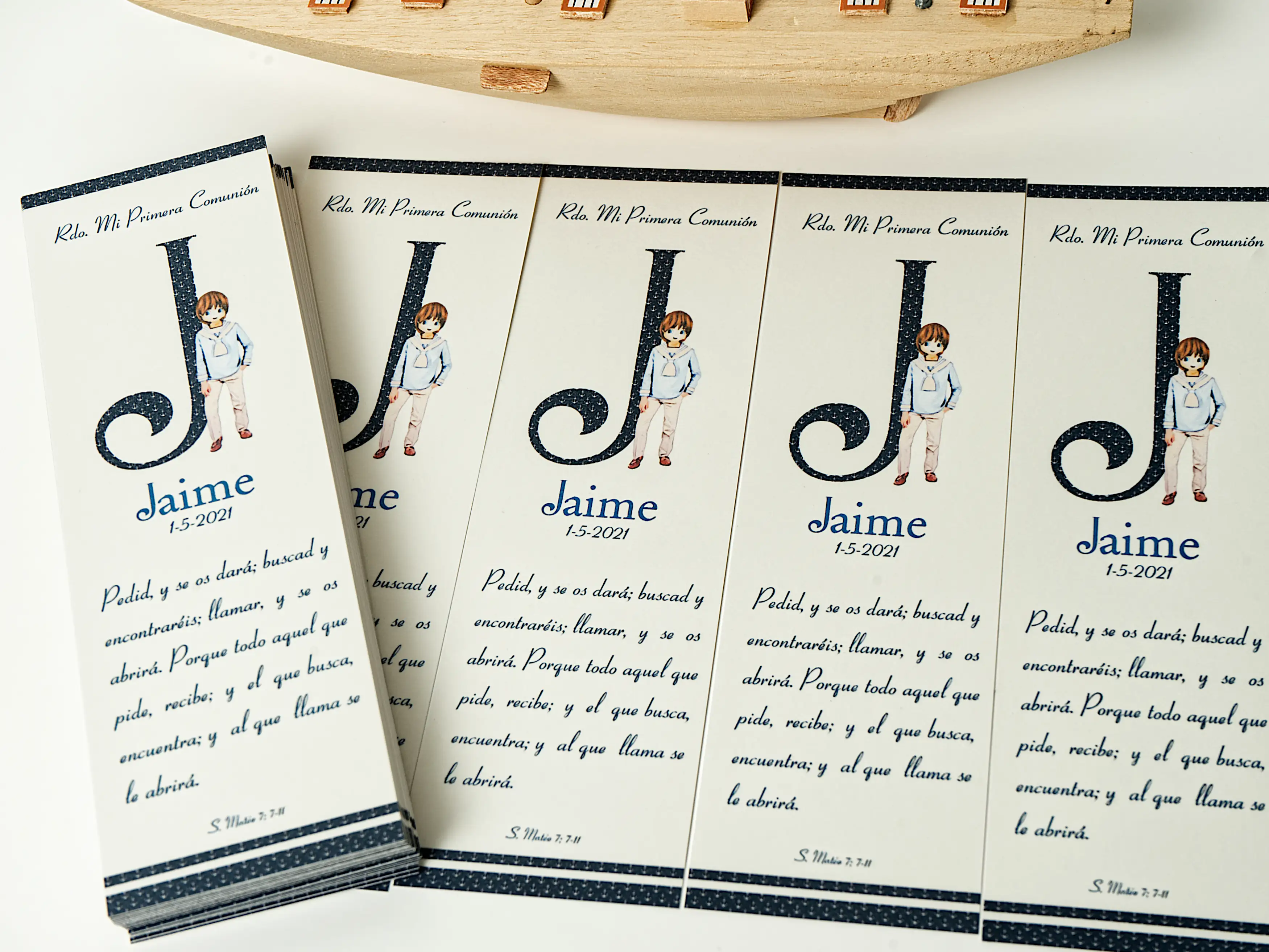 Marcapáginas Primera Comunión Personalizado niño.