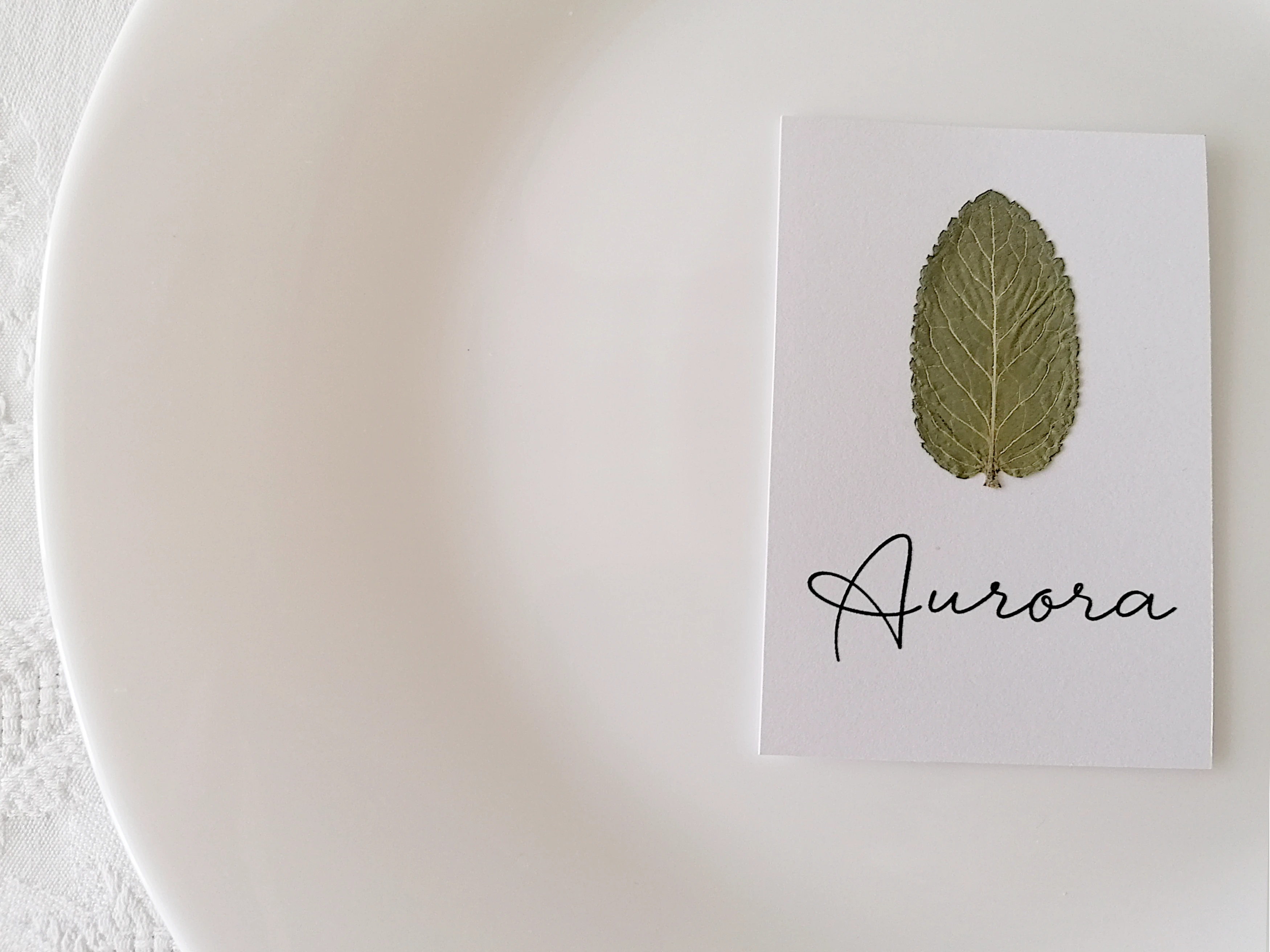 Marca sitios 9x6cm con hoja de hierbabuena.