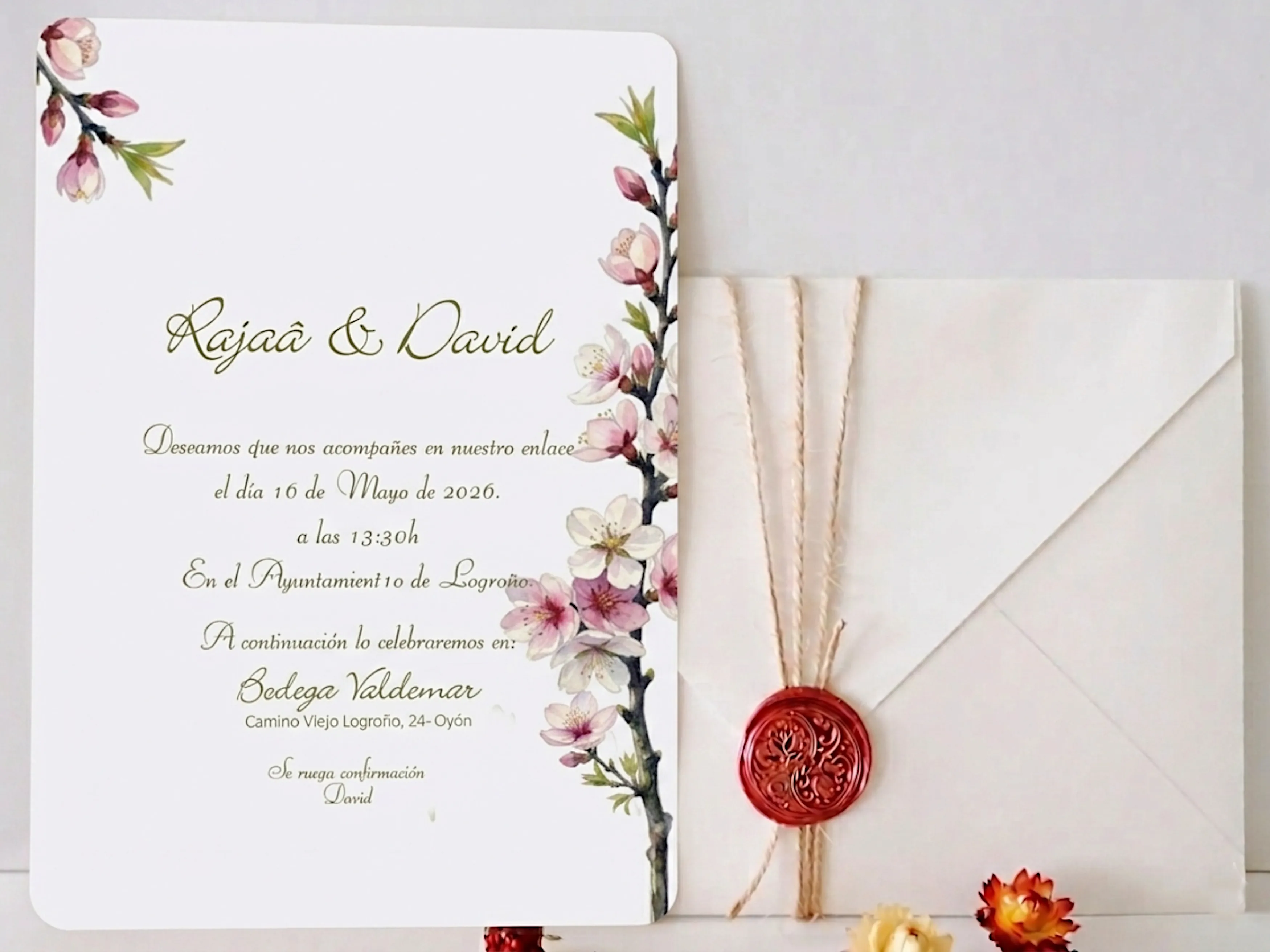 Invitación de boda colección Rajaâ modelo Blossom Pure