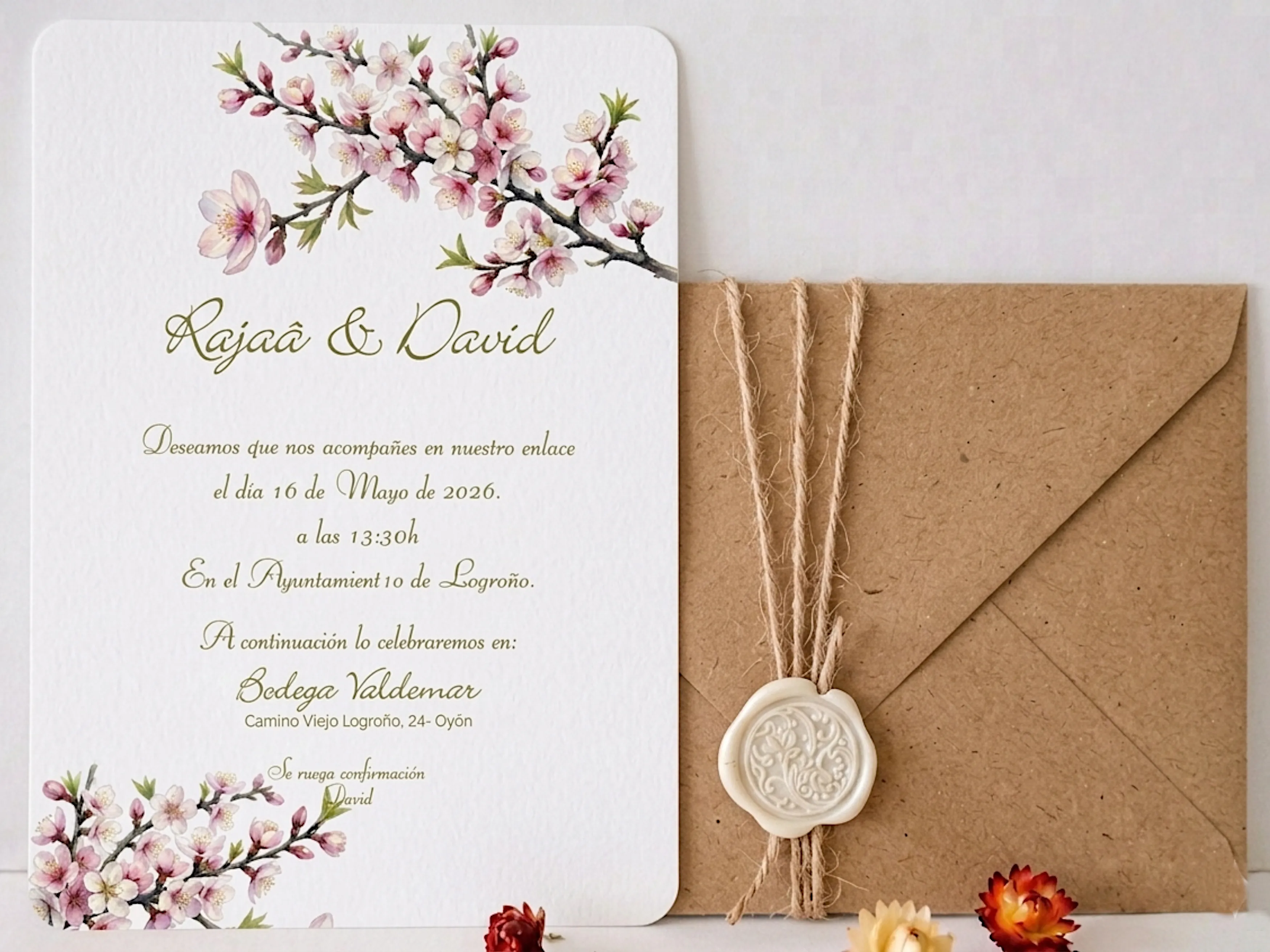 Invitación de boda colección Rajaâ modelo Bouquet Pure