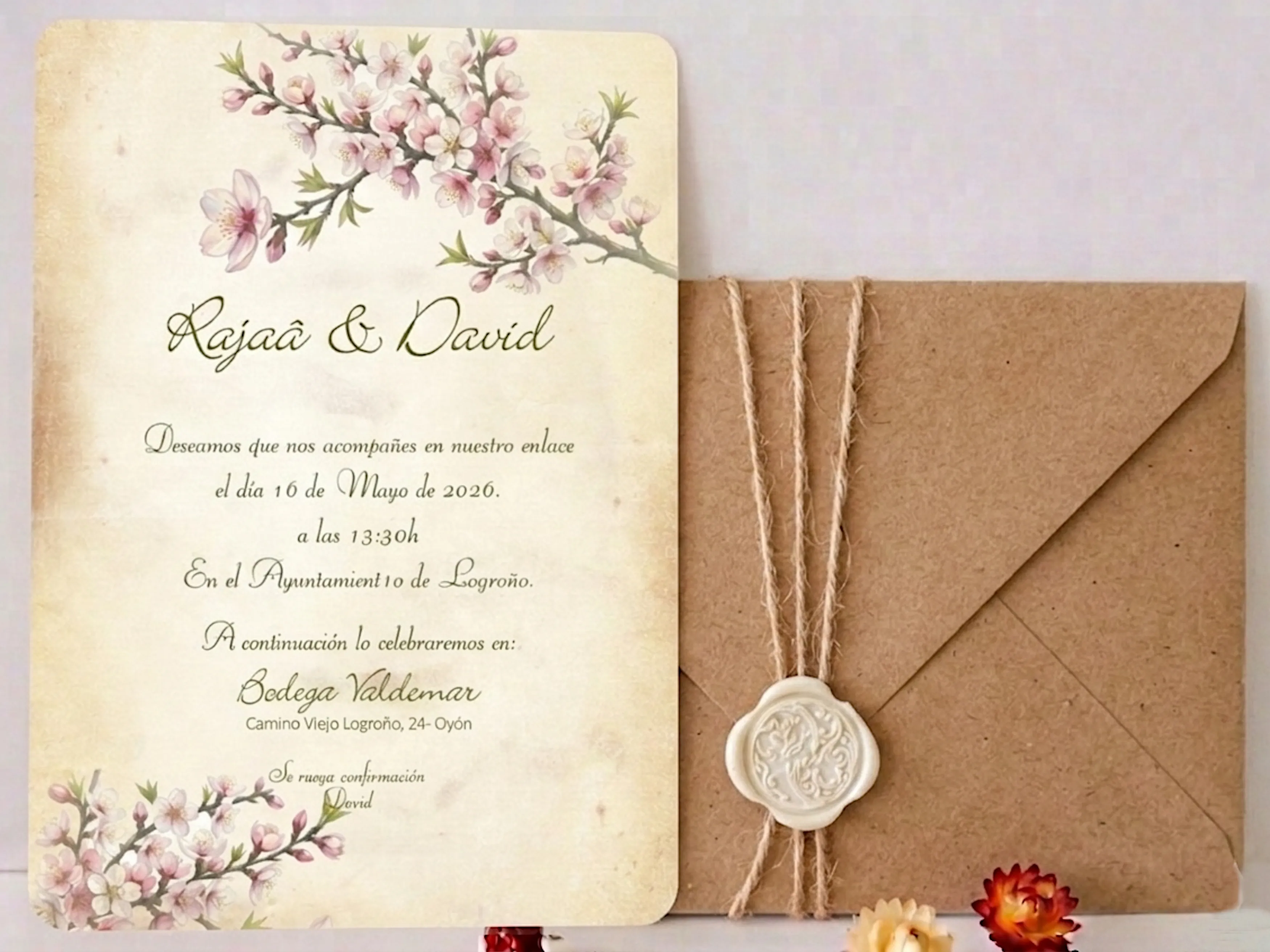 Invitación de boda de la colección Rajaâ modelo bouquet