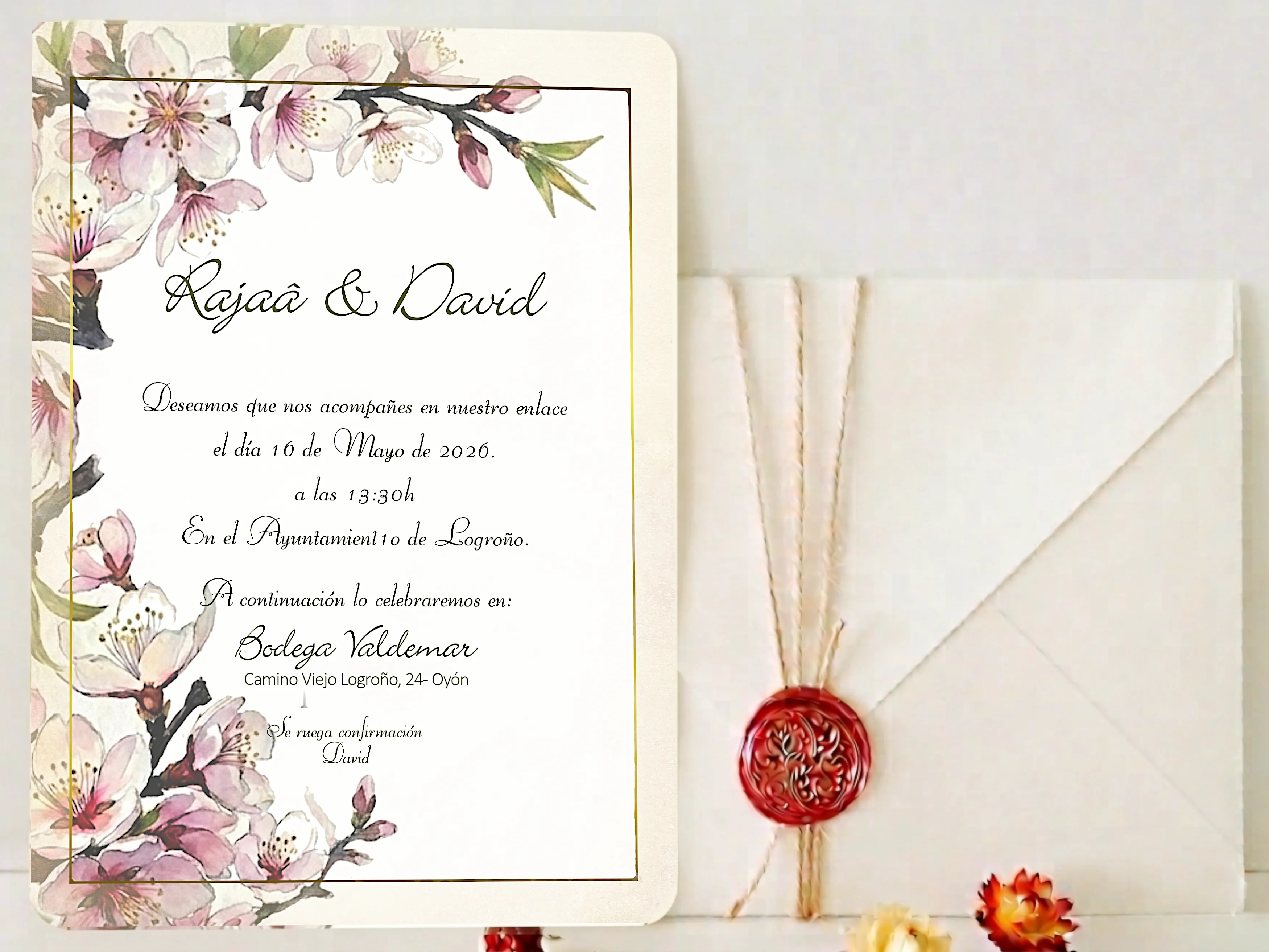Invitación de boda de la colección Rajaâ modelo Essential Frame.