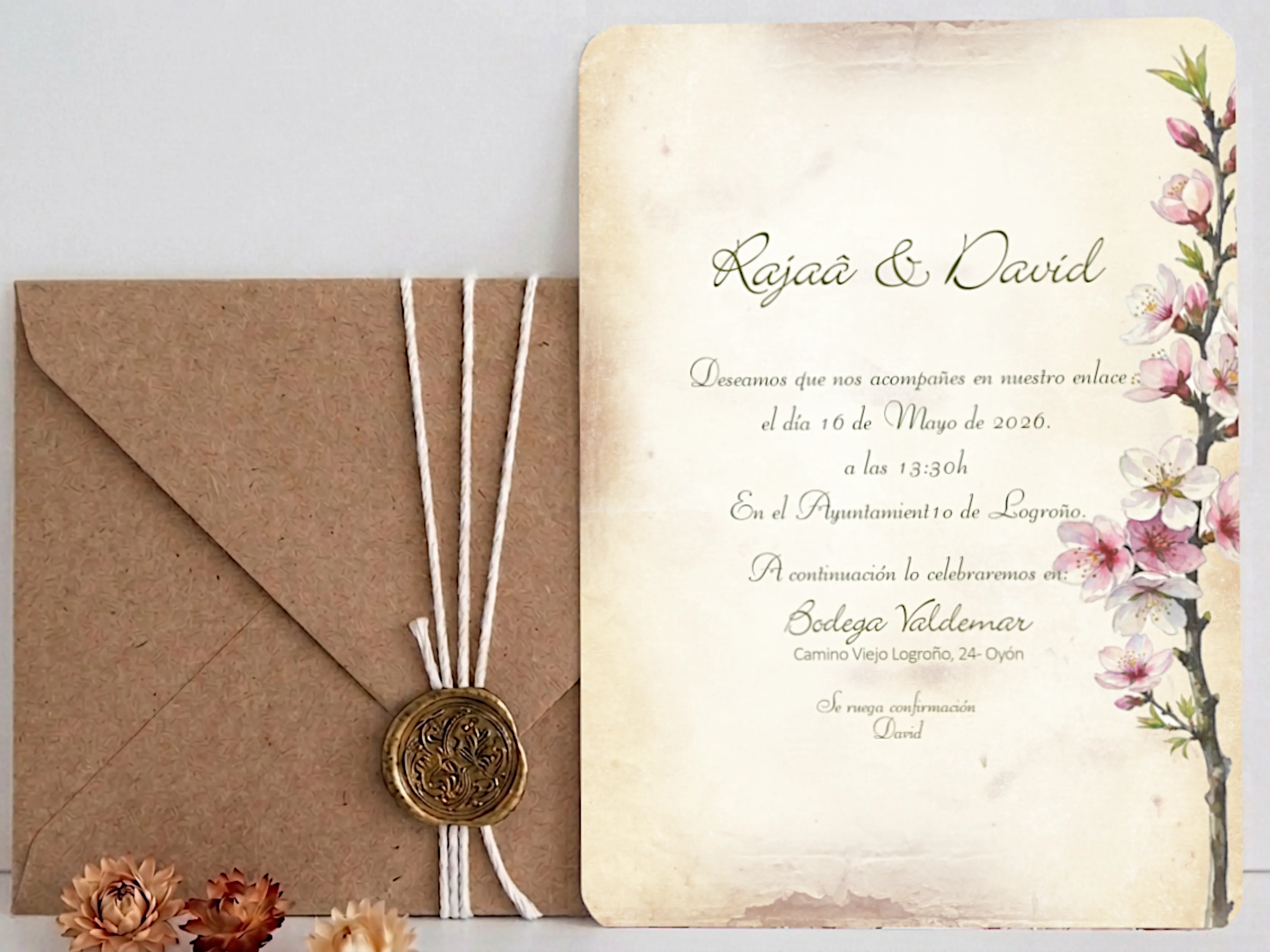 Invitación de boda colección Rajaâ modelo minimal.