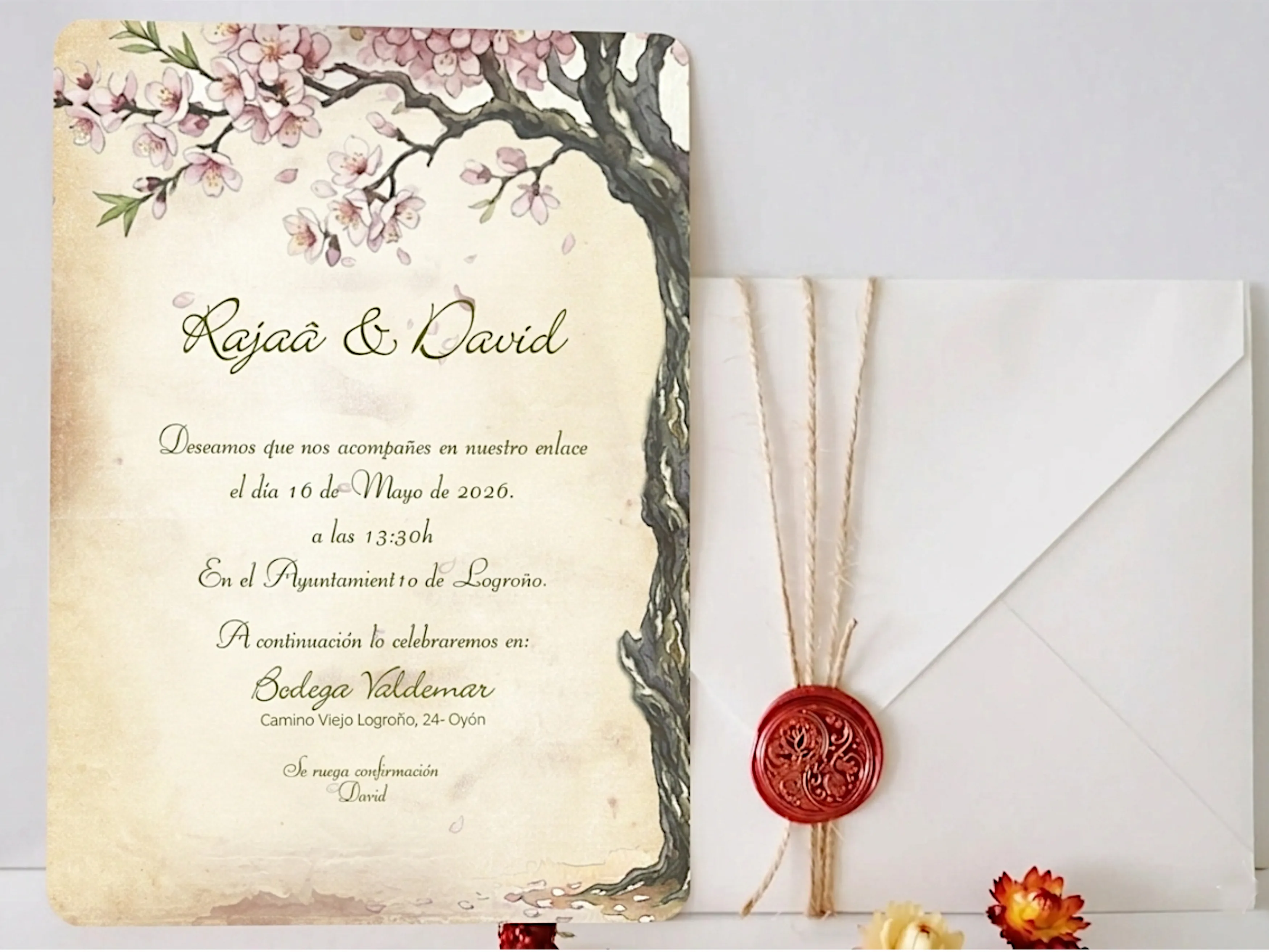 Invitación de boda colección Rajaâ modelo Original.