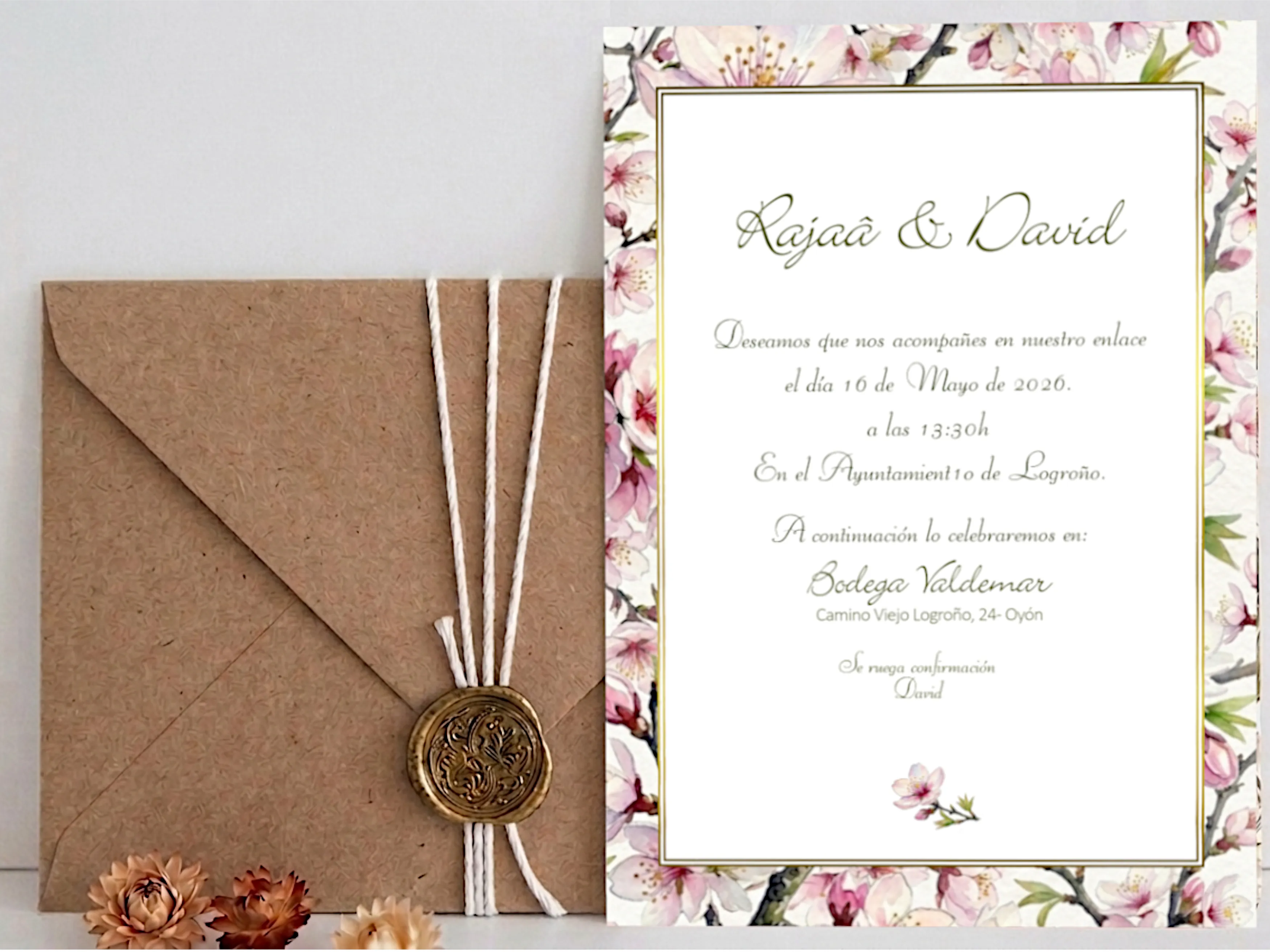 Invitación de boda colección Rajaâ mod. Petals.